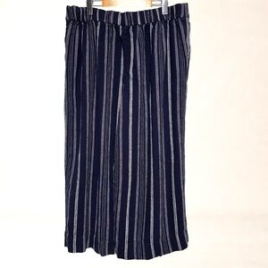 GAP Linen Blend Stripe Wide Leg Crop Pants Coastal Grandma XL Tall